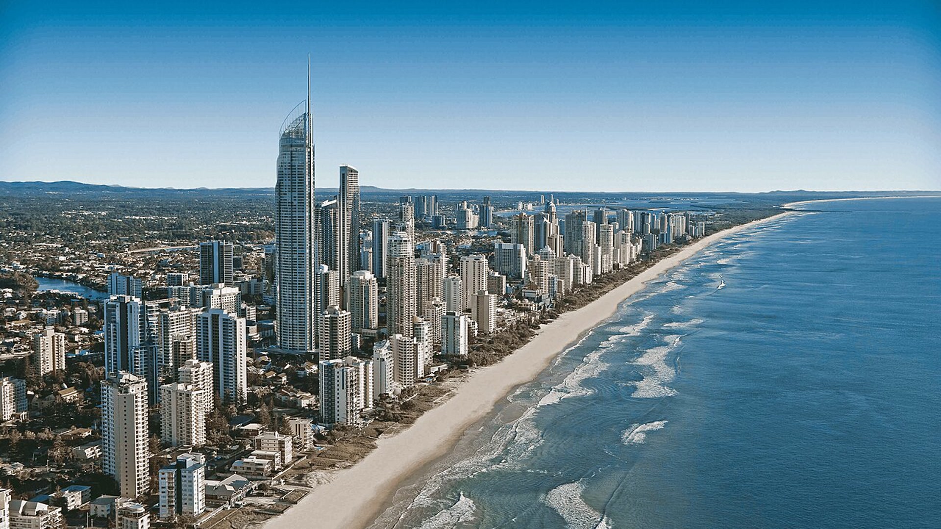 Gold Coast skyline beside the beach